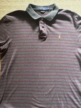 Polo by Ralph Lauren Gray Polo with Burgundy Stripes